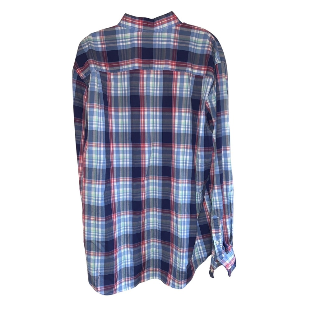 NWT. Crown & Ivy Button Down Plaid Shirt Classic Fit Men Large Blue Plaid - Picture 4 of 4